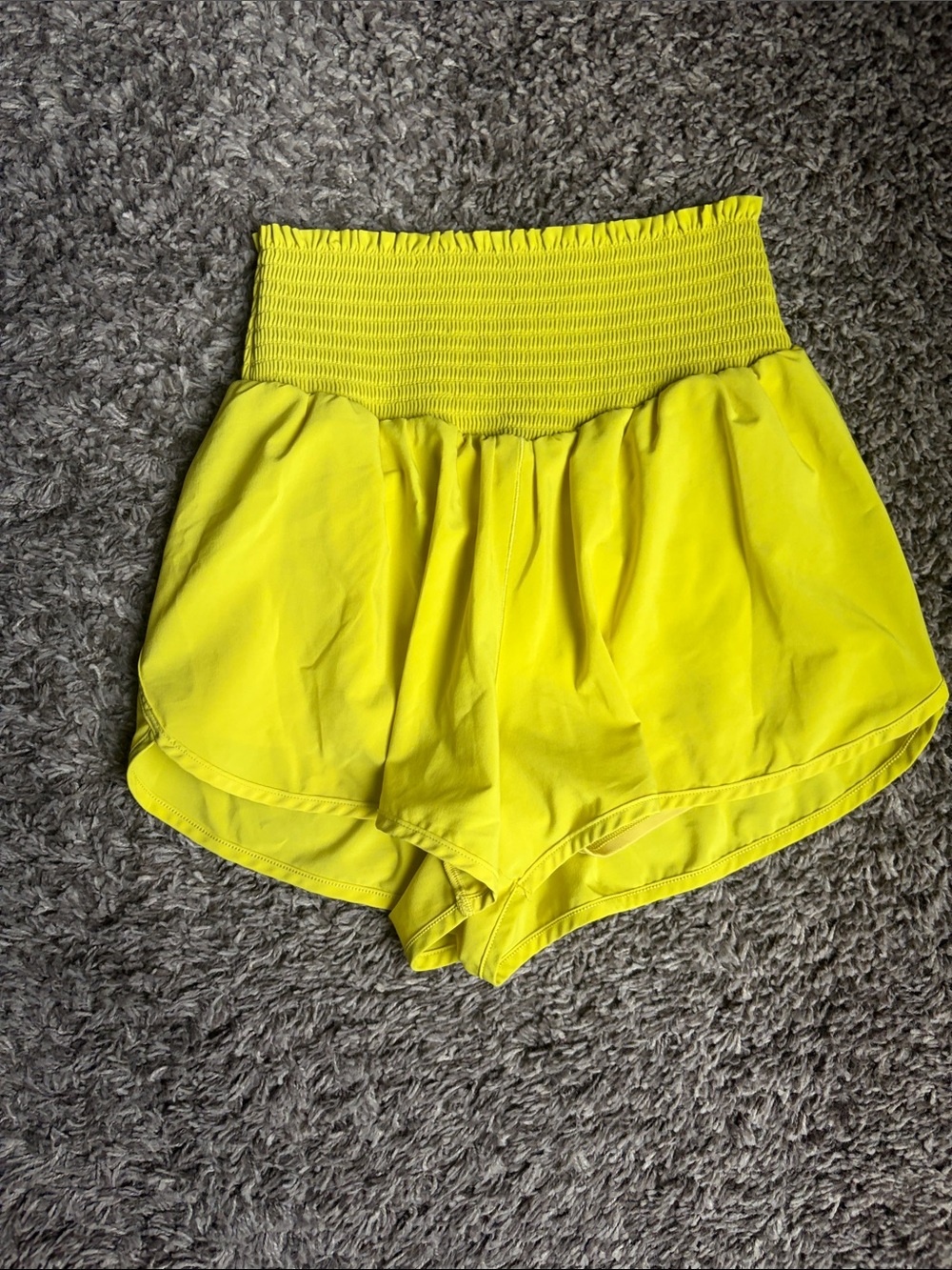 Offline Aerie High-Waist Smocked Neon Yellow Women's Shorts
